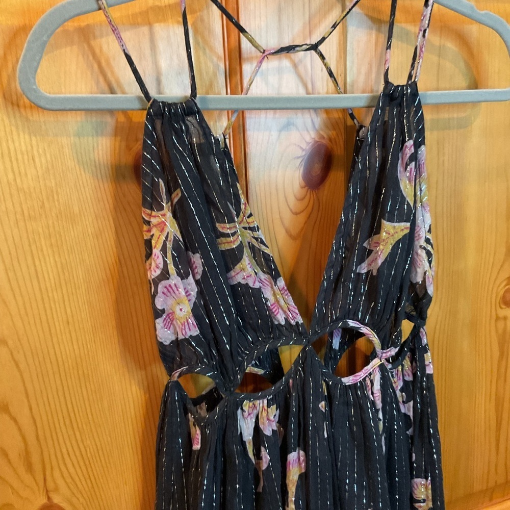 Anthropologie Black and Pink Cut Out Maxi Size S - Picture 4 of 8